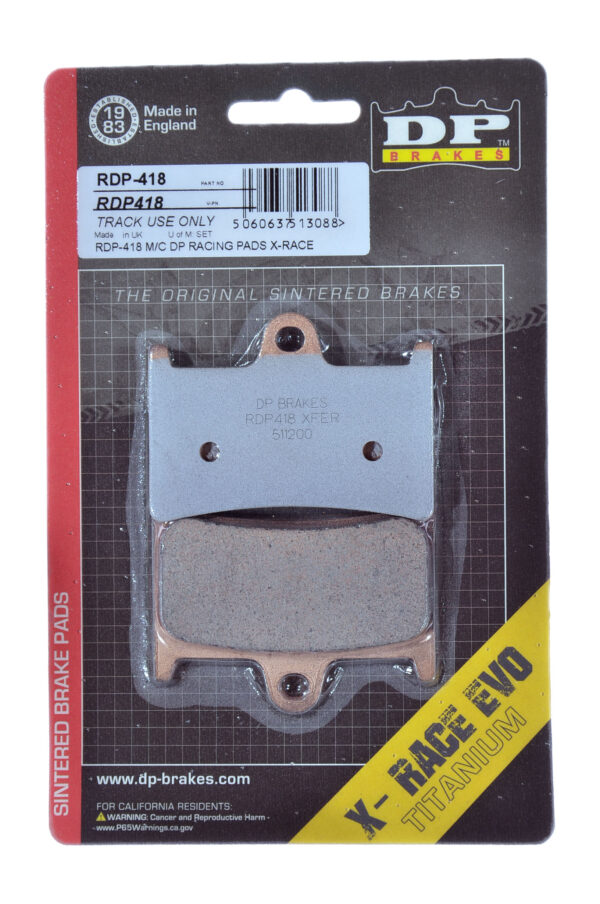 RDP418 Motorcycle brake pads in their packaging