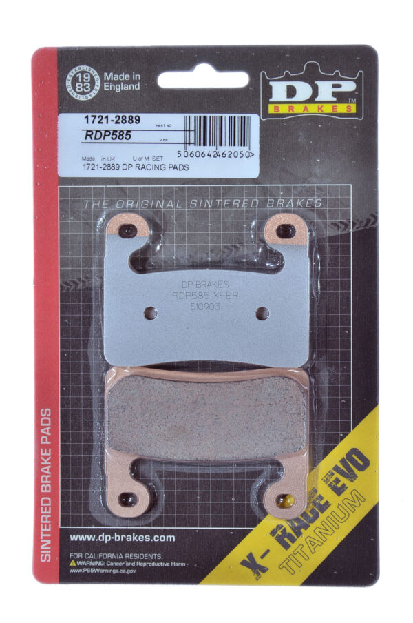 RDP585 Motorcycle brake pads in their packaging