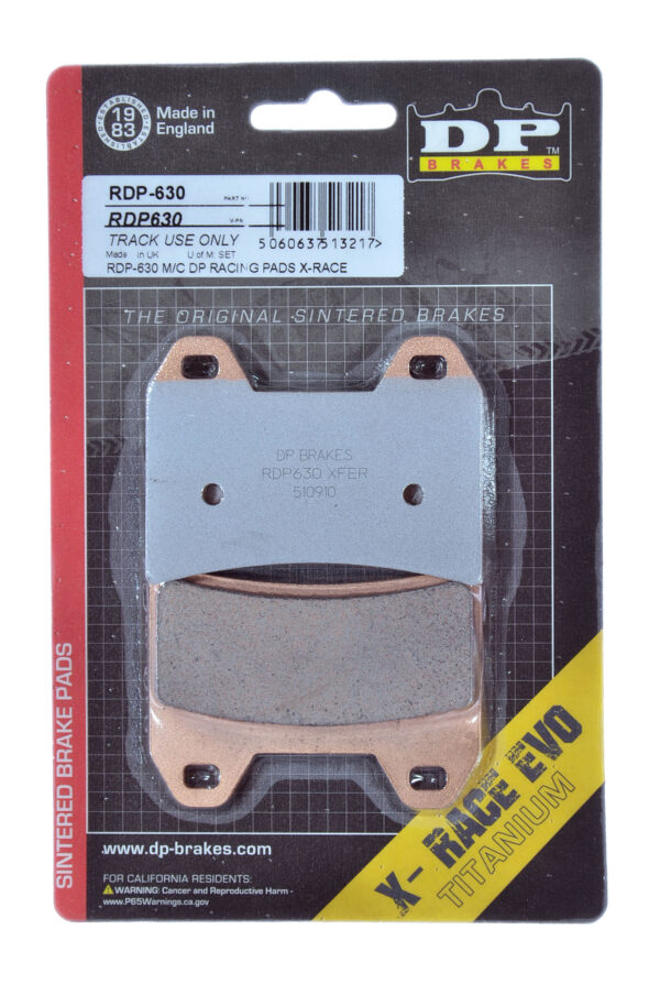 RDP630 Motorcycle brake pads in their packaging