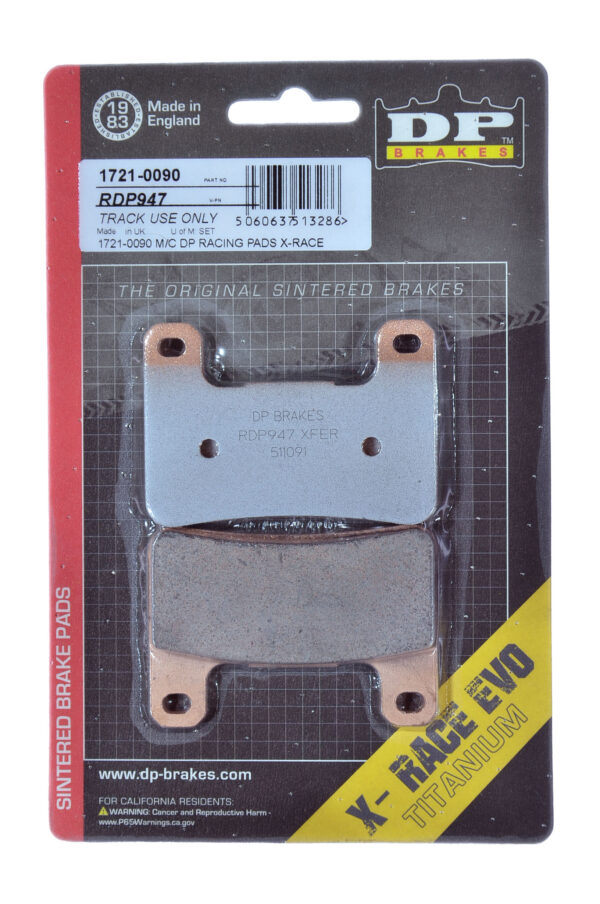 RDP947 Motorcycle brake pads in their packaging