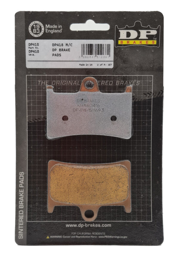 DP Brakes motorcycle brake pads in packaging - DP418
