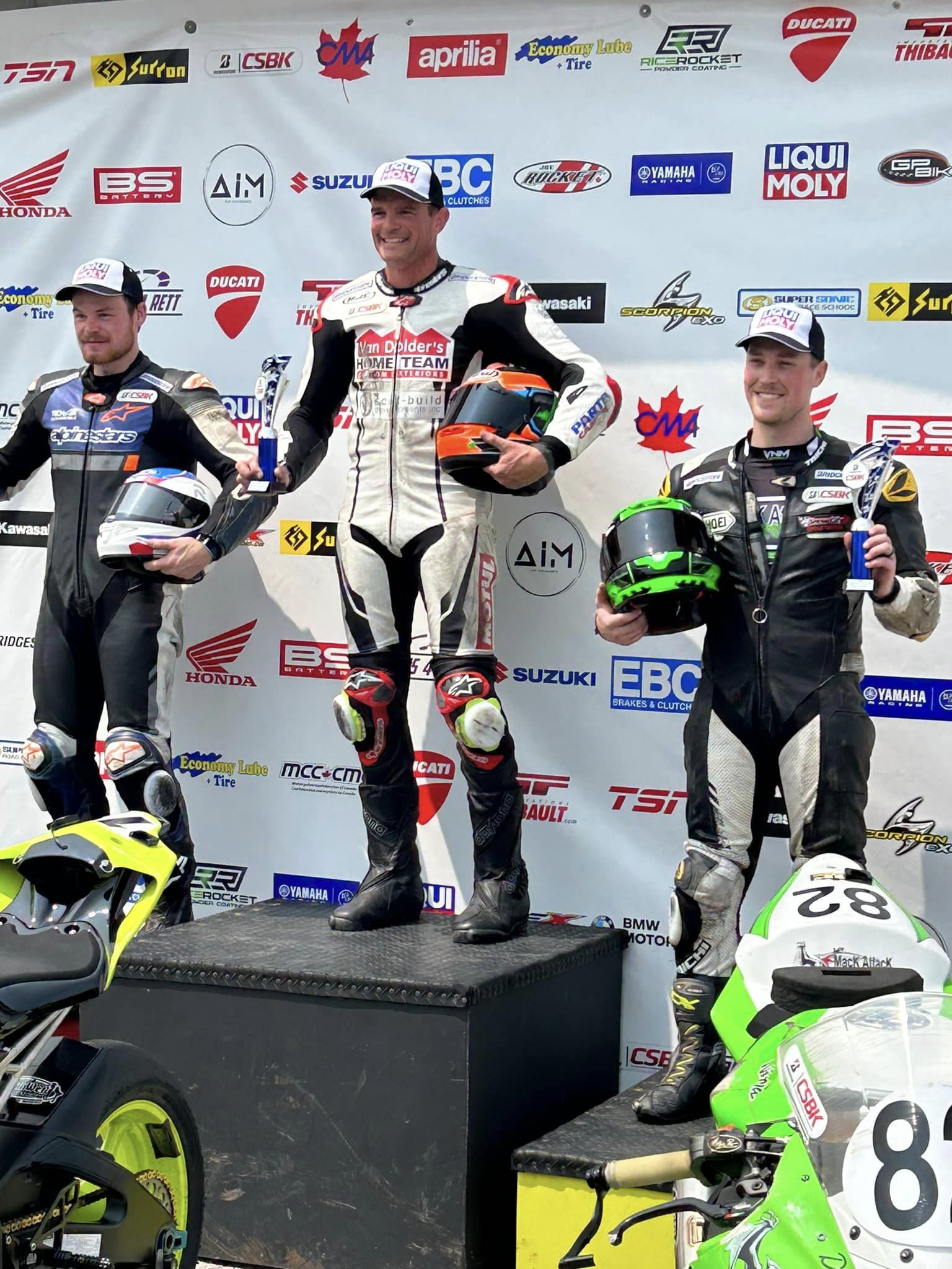 Congratulations to DP Brakes sponsored riders Brad MacRae and David MacKay on finishing 1st and 3rd at today’s Bridgestone Canadian Superbike Championship Pro Sportbike race at Shannonville Motorsport Park.