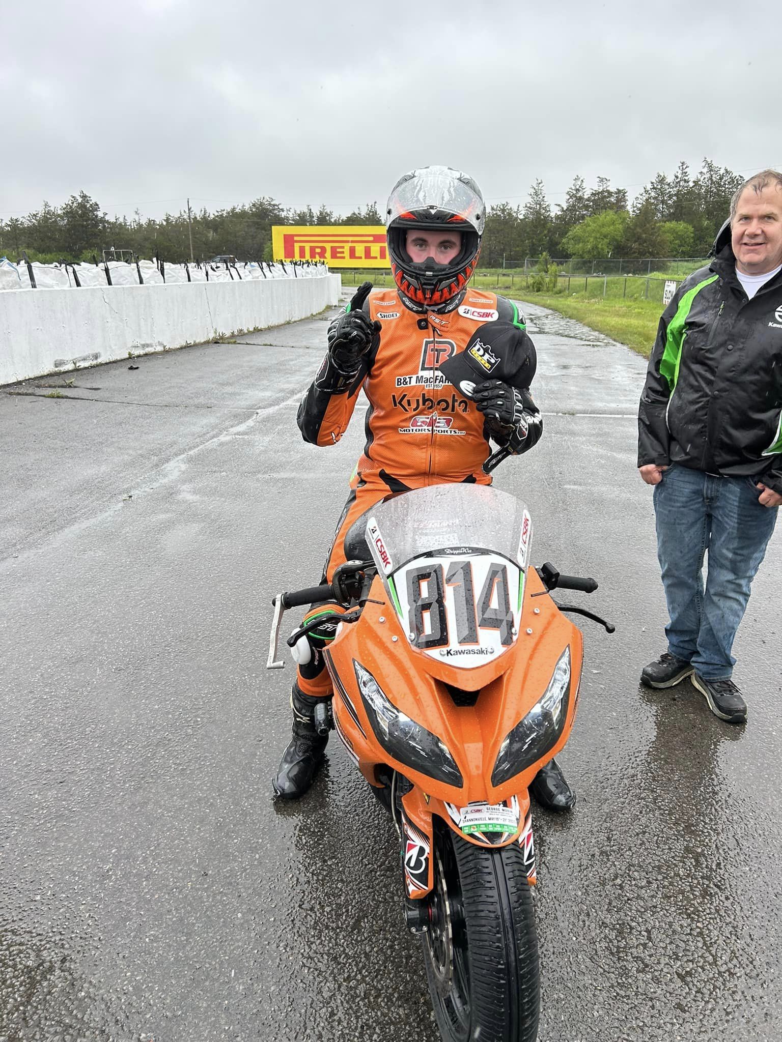 DP Brakes sponsored rider Connor Campbell on his 1st Place Sportbike finish of opening round Race 1 of the 2023 Bridgestone Canadian Superbike Championship