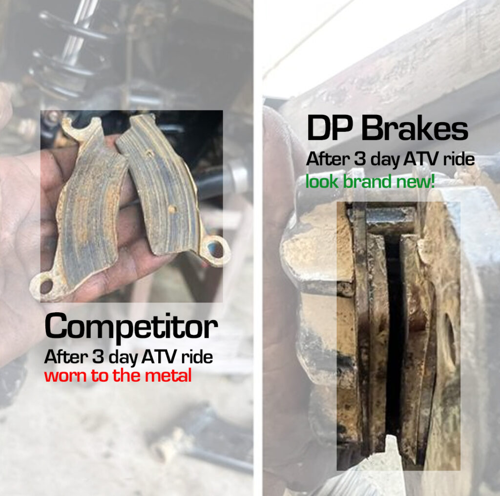 DP Brakes in a Can Am ATV after 3 days riding with plenty of wear left